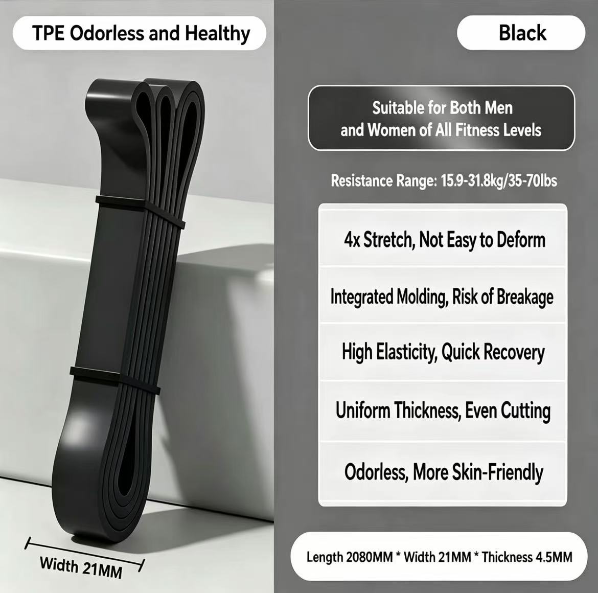 TPE Resistance Bands 6 Levels  - Pilates Yoga Difference recension och pris